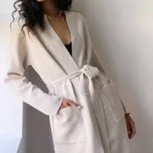 WILFRED IVORY BELIZE Long Cardigan Merino Wool Sweater XS - Picture 6 of 6